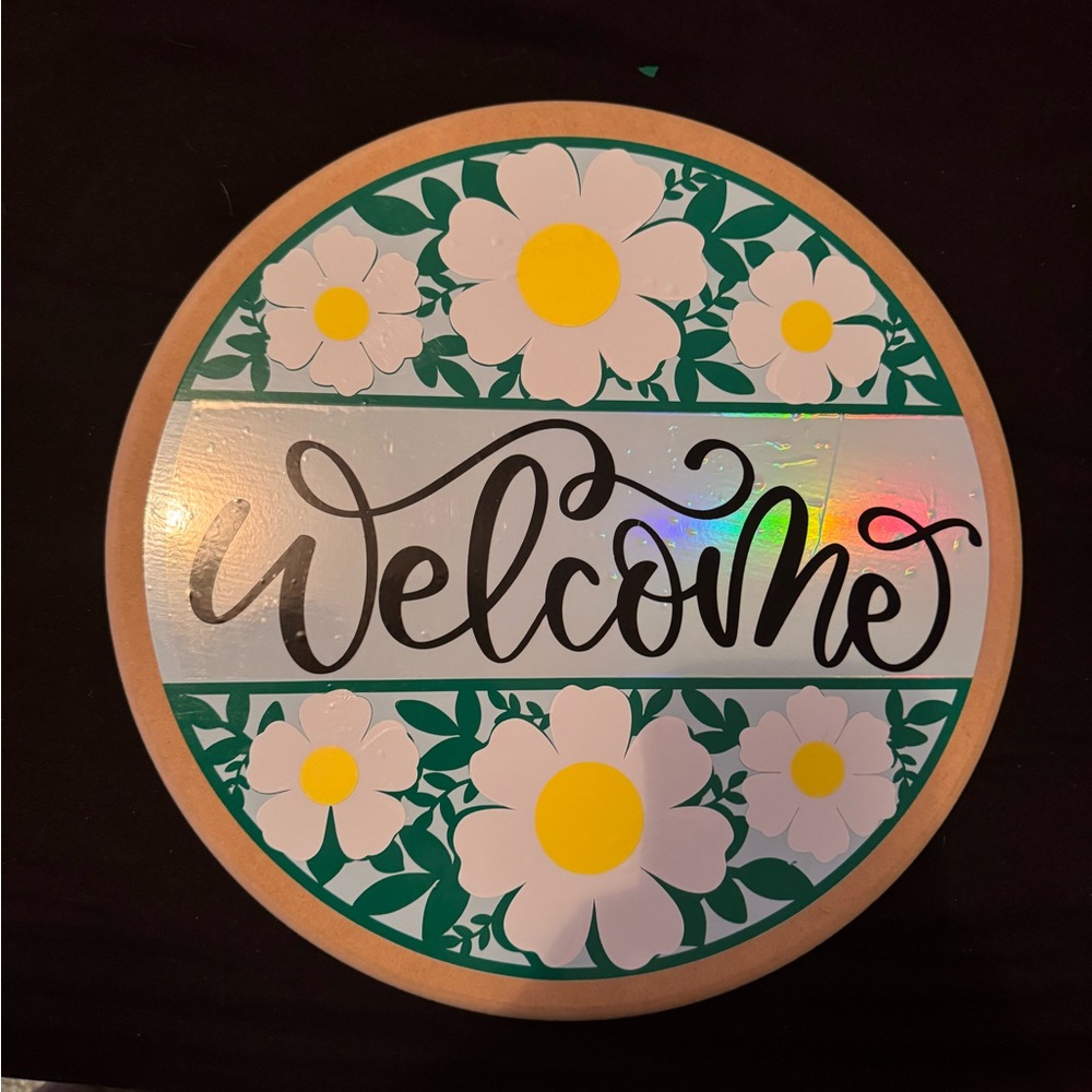 Floral Welcome Sign with Green and Yellow Accents, custom made!
